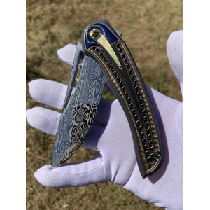 АВІАТОР ексклюзивний колекційний ніж ручної роботи студії KUSTOM KNIVES, сталь Damasteel, 61-62 HRC. Photo 3